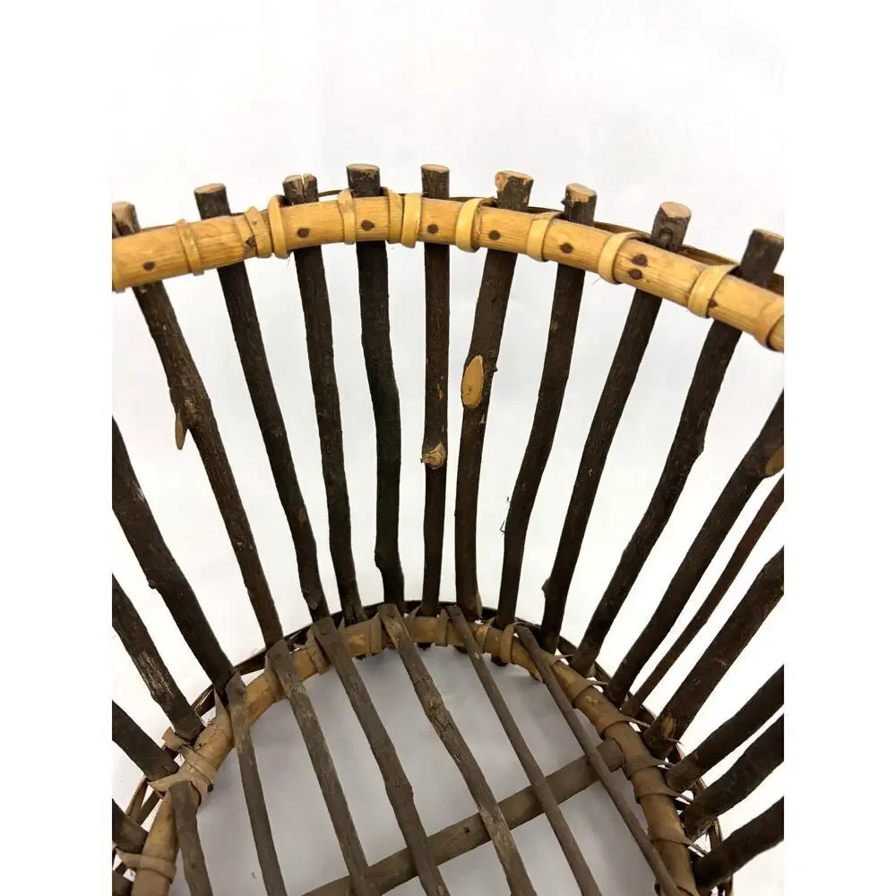 VTG Primitive Pine Tree Branch Gathering Basket Rustic‎ Wooden Bowl 11.5